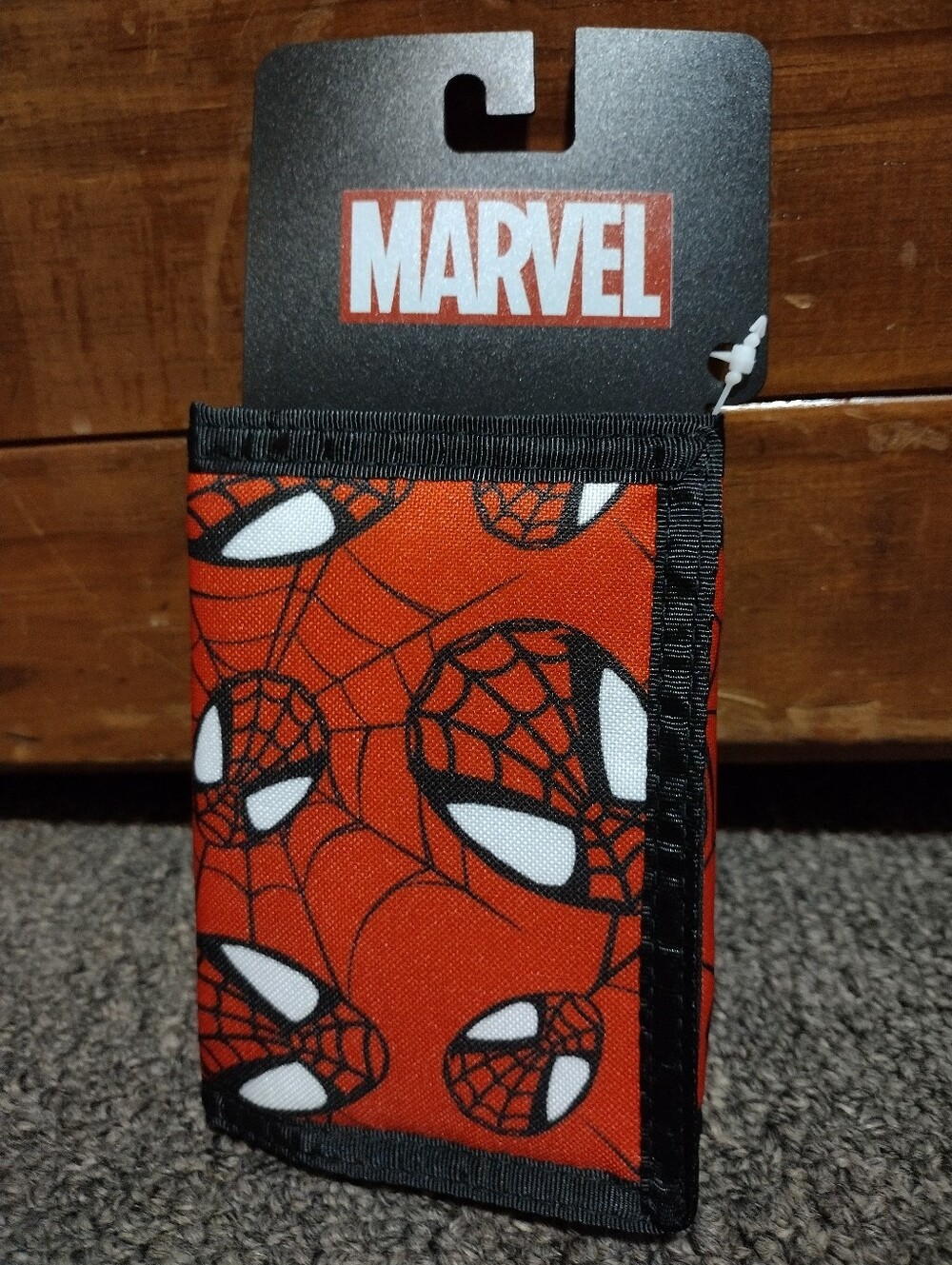 Marvel Red Spider-Man Web Trifold Wallet with Black Trim